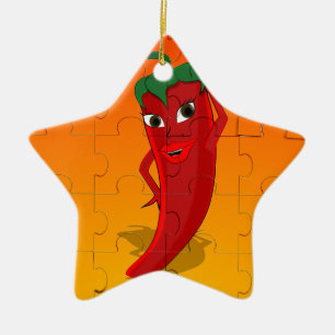 Red Pepper Diva Jigsaw Puzzle Keramikornament