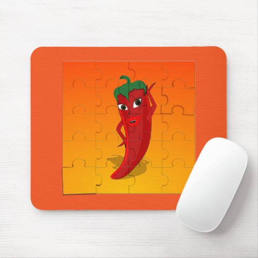 Red Pepper Diva Jigsaw Puzzle Mousepad (Mit Mouse)