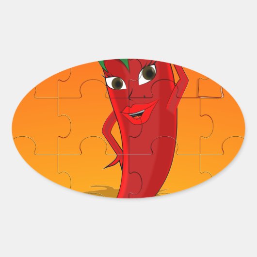 Red Pepper Diva Jigsaw Puzzle Ovaler Aufkleber (Vorderseite)