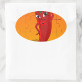 Red Pepper Diva Jigsaw Puzzle Ovaler Aufkleber (Tasche)