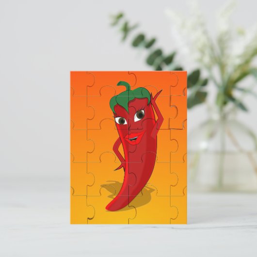 Red Pepper Diva Jigsaw Puzzle Postkarte (Stehend Vorderseite)