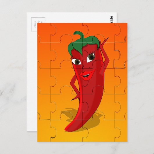 Red Pepper Diva Jigsaw Puzzle Postkarte (Vorne/Hinten)