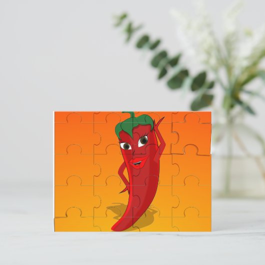 Red Pepper Diva Jigsaw Puzzle Postkarte (Stehend Vorderseite)