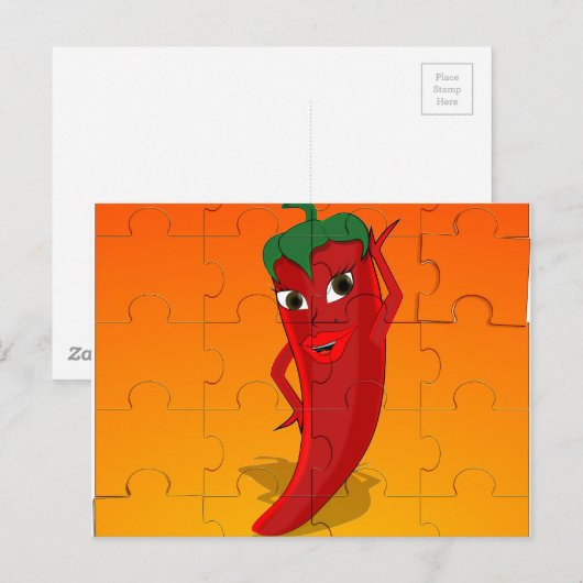 Red Pepper Diva Jigsaw Puzzle Postkarte (Vorne/Hinten)