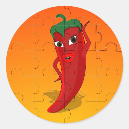 Red Pepper Diva Jigsaw Puzzle Runder Aufkleber (Vorderseite)
