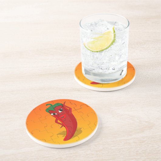 Red Pepper Diva Jigsaw Puzzle Sandstein Untersetzer (Seite)