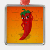 Red Pepper Diva Jigsaw Puzzle Silbernes Ornament (Vorne)