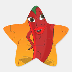 Red Pepper Diva Jigsaw Puzzle Stern-Aufkleber