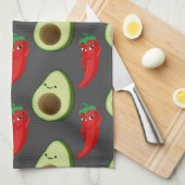 Red Pepper Diva Niedlich Green Avocado Cartoon Pat Geschirrtuch (Viertel Falte)