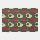 Red Pepper Diva Niedlich Green Avocado Cartoon Pat Geschirrtuch (Horizontal)