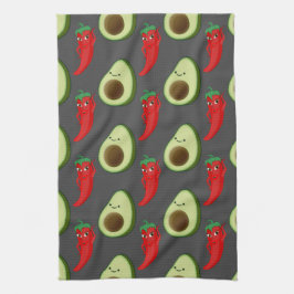 Red Pepper Diva Niedlich Green Avocado Cartoon Pat Geschirrtuch
