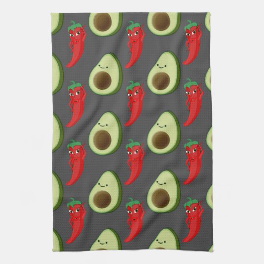Red Pepper Diva Niedlich Green Avocado Cartoon Pat Geschirrtuch (Vertikal)