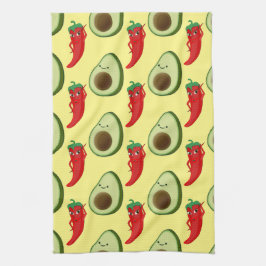 Red Pepper Diva Niedlich Green Avocado Cartoon Pat Geschirrtuch