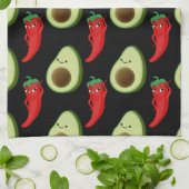 Red Pepper Diva Niedlich Green Avocado Cartoon Pat Geschirrtuch (Gefaltet)