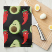 Red Pepper Diva Niedlich Green Avocado Cartoon Pat Geschirrtuch (Viertel Falte)