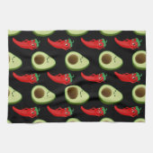 Red Pepper Diva Niedlich Green Avocado Cartoon Pat Geschirrtuch (Horizontal)