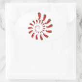 Red Pepper Diva Spiral Ovaler Aufkleber (Tasche)