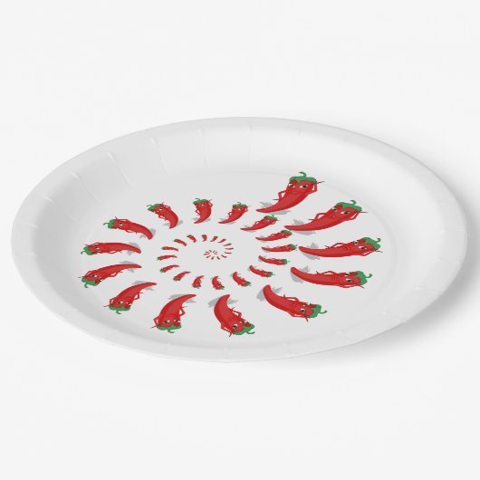 Red Pepper Diva Spiral Pappteller (Schrägansicht)