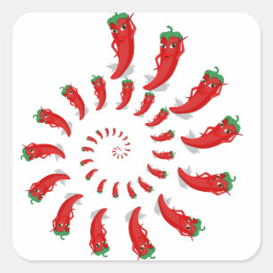 Red Pepper Diva Spiral Quadratischer Aufkleber