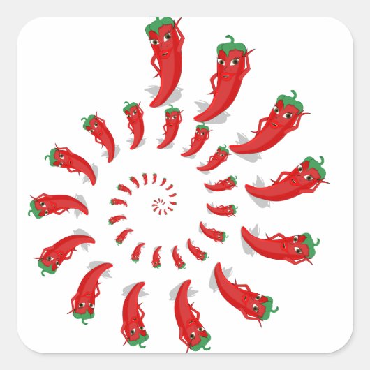 Red Pepper Diva Spiral Quadratischer Aufkleber (Vorderseite)