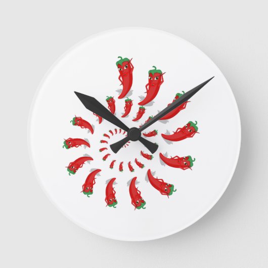 Red Pepper Diva Spiral Runde Wanduhr (Vorderseite)