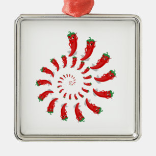 Red Pepper Diva Spiral Silbernes Ornament