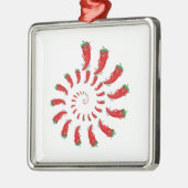 Red Pepper Diva Spiral Silbernes Ornament (Links)