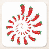 Red Pepper Diva Spiral Square Paper Untersetzer (Vorderseite)