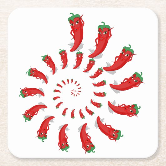 Red Pepper Diva Spiral Square Paper Untersetzer (Vorderseite)