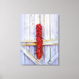 Red Pepper Rista an der Lila Tür in New Mexico Leinwanddruck