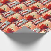 Red Pepper sieht in einem Spiegel Geschenkpapier (Ecke)