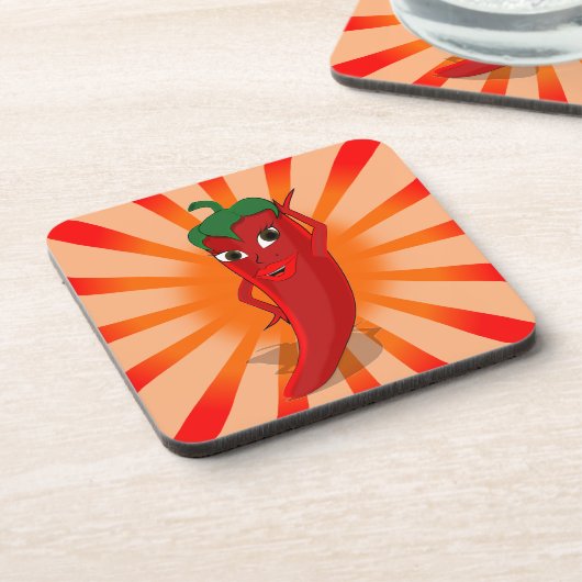 Red Pepper Superstar Getränkeuntersetzer (Linke Seite)