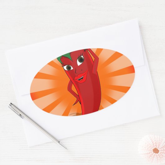 Red Pepper Superstar Ovaler Aufkleber (Umschlag)