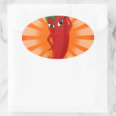 Red Pepper Superstar Ovaler Aufkleber (Tasche)