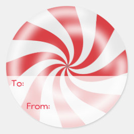 Red Peppermint Candy Gift Tags Quadratischer Aufkleber