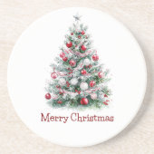 Red Peppermint Weihnachtsbaum Getränkeuntersetzer (Vorne)