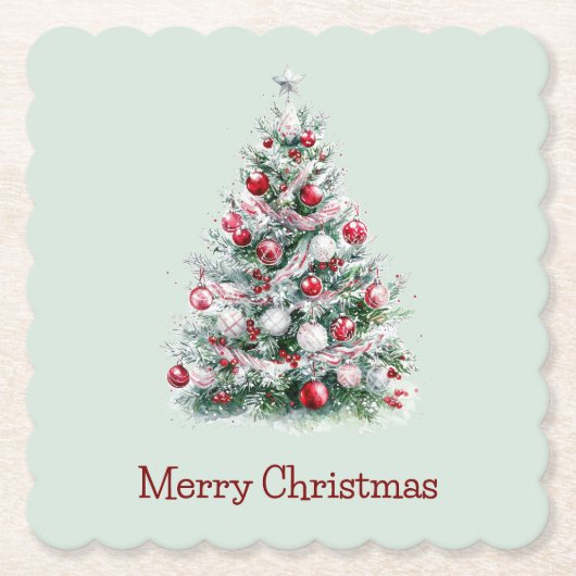 Red Peppermint Weihnachtsbaum Untersetzer (Vorderseite)