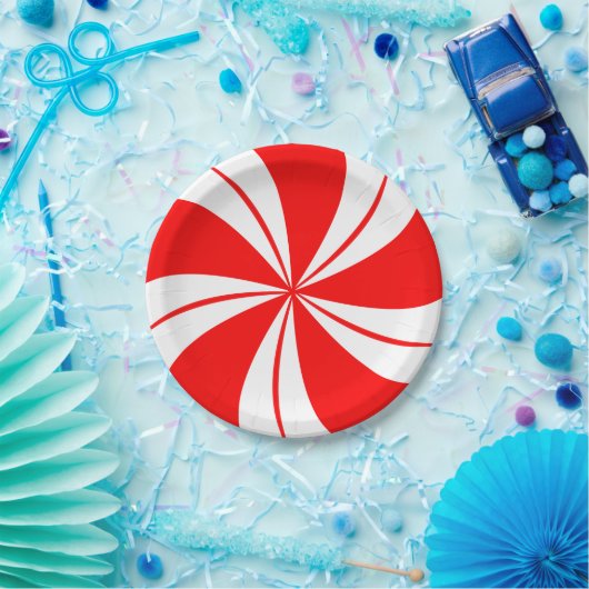 Red Pepperminze Candy Weihnachts-Party Teller (Party)