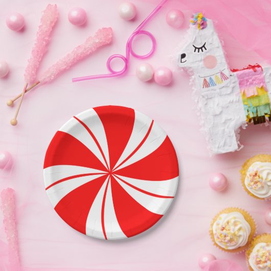 Red Pepperminze Candy Weihnachts-Party Teller (Party)