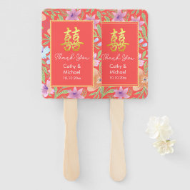 Red Peranakan floral doppelxi Chinesische Hochzeit Fächer