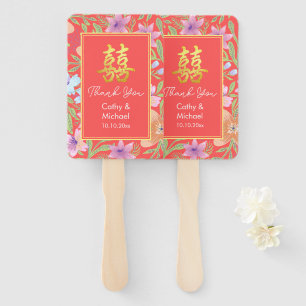 Red Peranakan floral doppelxi Chinesische Hochzeit Fächer