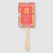 Red Peranakan floral doppelxi Chinesische Hochzeit Fächer (Vorderseite)