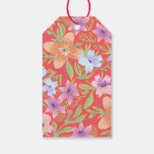 Red Peranakan floral doppelxi Chinesische Hochzeit Geschenkanhänger (Rückseite)