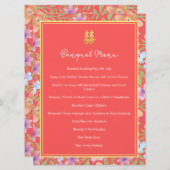 Red Peranakan floral doppelxi Chinesische Hochzeit Menükarte (Vorne/Hinten)