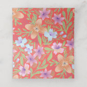 Red Peranakan floral doppelxi Chinesische Hochzeit Platzkarte (Innenseite Aufgefaltet)