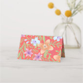 Red Peranakan floral doppelxi Chinesische Hochzeit Platzkarte (Rückseite)