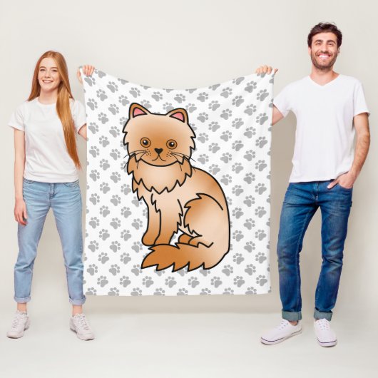 Red Persian Niedlich Cartoon Cat & Paws Fleecedecke (Beispiel)
