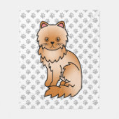 Red Persian Niedlich Cartoon Cat & Paws Fleecedecke (Vorderseite)
