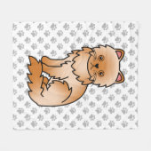 Red Persian Niedlich Cartoon Cat & Paws Fleecedecke (Vorderseite (Horizontal))