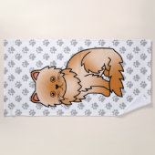 Red Persian Niedlich Cartoon Cat & Paws Strandtuch (Vorderseite)
